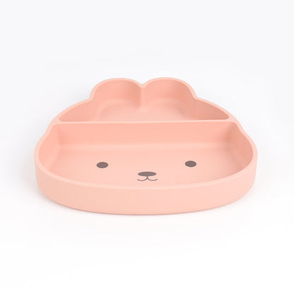 Cute Bunny Silicone Suction Plate for Baby, Divided Toddler Feeding Plate, Food-Grade Silicon Baby Dish for Self Feeding, BPA Free