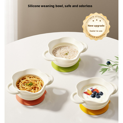 Food‑Grade Silicone Baby Suction Bowl, Foldable Cartoon Toddler Feeding Bowl for Baby Complementary Food