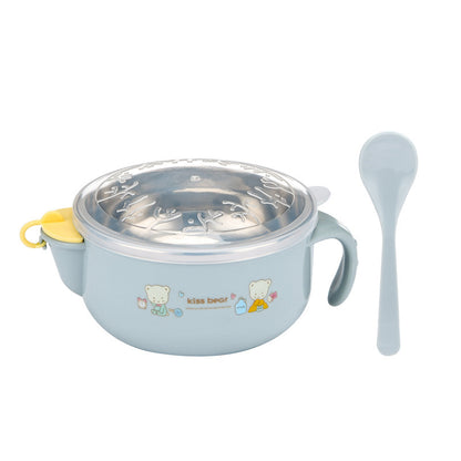 Children's Water Injection Insulated Bowl, Baby Food Bowl, Stainless Steel Kids Bowl with Lid, Shockproof and Heat-resistant
