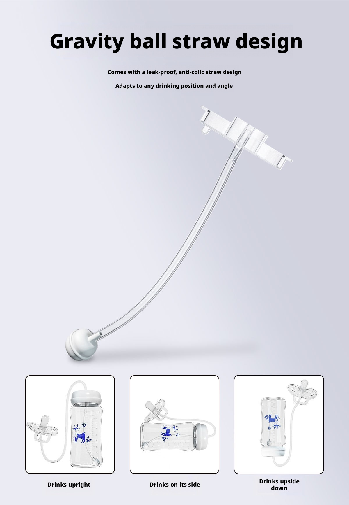 Creative Hands‑Free Baby Bottle, Wide‑Neck PP Feeding Bottle for Baby, 300ml