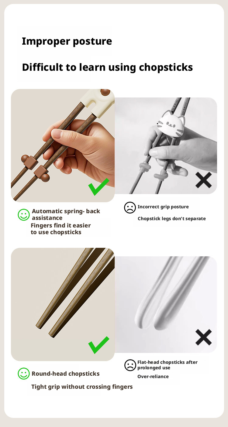 Kids Training Chopsticks, Toddler Wooden Learning Chopsticks for 2‑6 Years Old