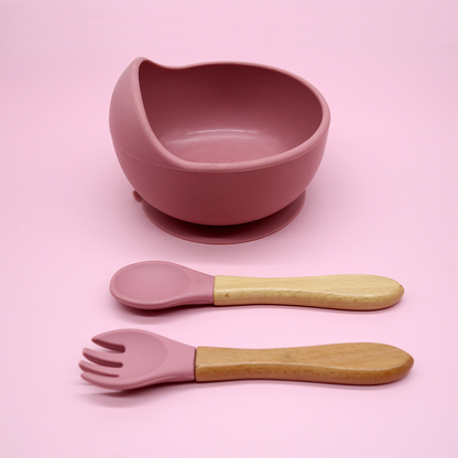 Baby Silicone Bowl & Spoon Set, Anti‑Drop Suction Training Feeding Set for Self‑Feeding