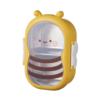 Cute Bee Kids Lunch Box, Food Grade Stainless Steel Bento Box, Divided Compartments, Leak Proof Portable Food Container for Toddler Boys Girls