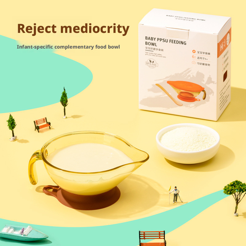 Newborn Baby Food Bowl Set, Feeding Training Bowl for Rice Cereal & Water, Built-in Grinding Function, Strong Suction Anti-Spill Baby Tableware