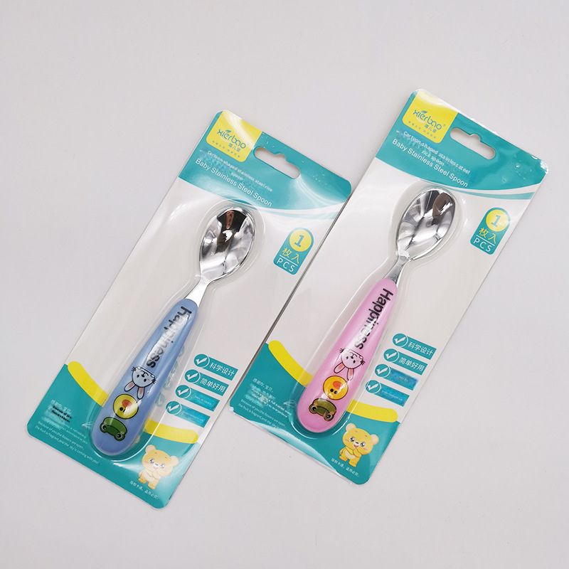 Cute Cartoon Stainless Steel Baby Spoon, Kids Feeding Spoon for Toddlers