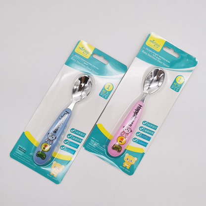 Cute Cartoon Stainless Steel Baby Spoon, Kids Feeding Spoon for Toddlers