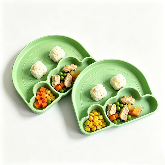 Rainbow Cloud Silicone Divided Plate, Food Grade Baby Suction Plate, Toddler Feeding Tableware
