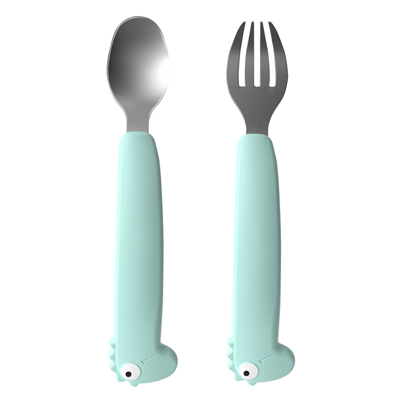 Baby Stainless Steel Spoon & Fork Set, Toddler Self‑Feeding Utensils, Kids Training Cutlery for Learning to Eat Independently