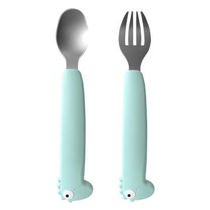 Baby Stainless Steel Spoon & Fork Set, Toddler Self‑Feeding Utensils, Kids Training Cutlery for Learning to Eat Independently