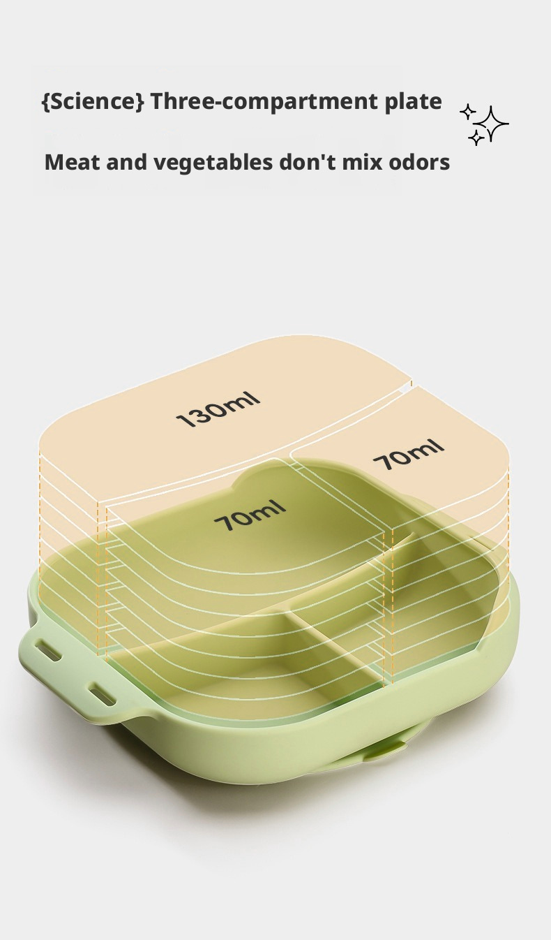 Silicone Divided Kids Plate with Suction Cup, Drop‑Resistant Baby Self‑Feeding Tableware for Homemade Complementary Food Bowls