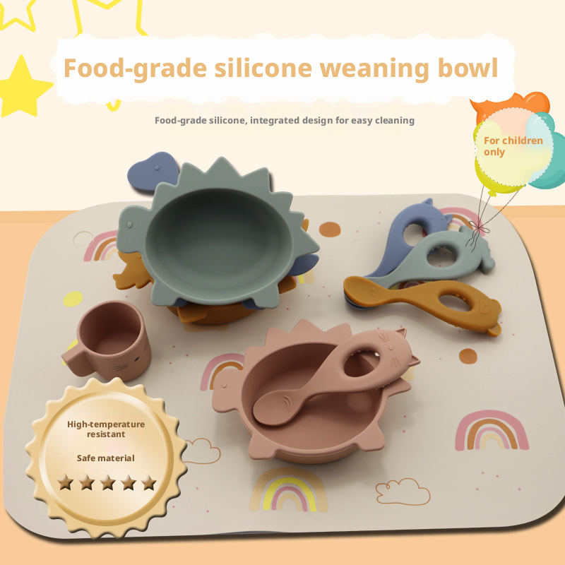Dinosaur Silicone Baby Bowl, Kids Feeding Bowl
