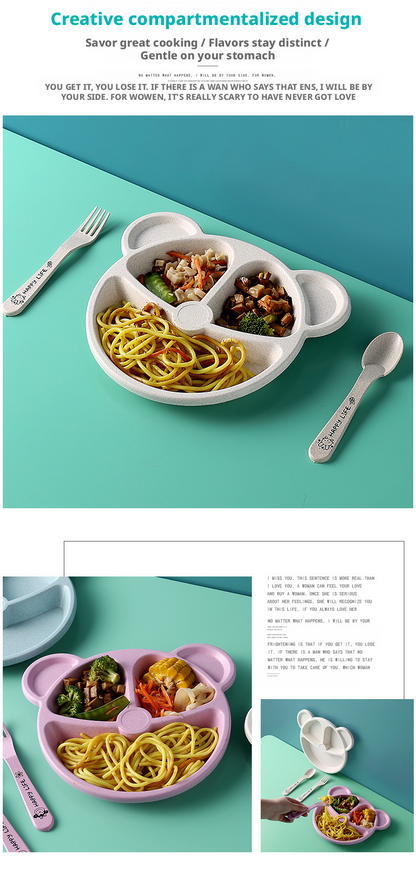 Bear Shaped Divided Plate Kids Tableware Set