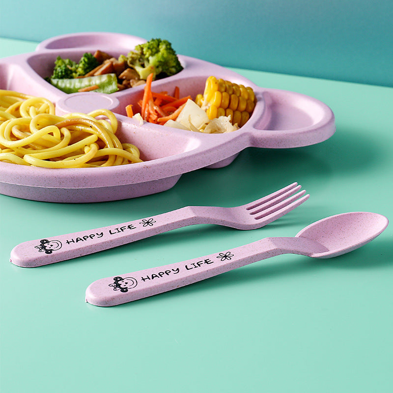Bear Shaped Divided Plate Kids Tableware Set