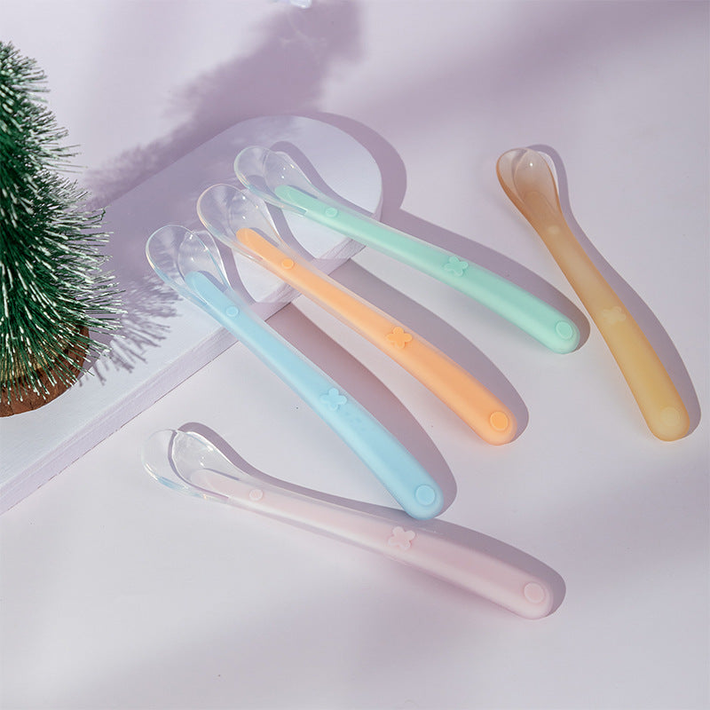 Xi'erbao Brand Infant Full Silicone Spoon, Soft Silicone Baby Feeding Spoon & Soup Spoon with Soft Tip, Model 9384
