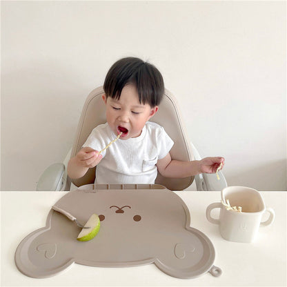 Korean-style baby silicone placemat, waterproof children's bib, portable ins-style infant eating bib and heat insulation mat
