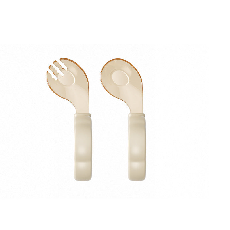 Food-grade tableware for one-year-old babies learning self-feeding, training forks and spoons for complementary food practice