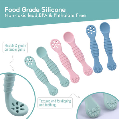 Cross-border Hot-selling Baby Spoons, Baby Food Supplement Tableware, Anti-choking Silicone Spoons & Forks for Feeding Liquid Food, In Stock Wholesale