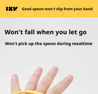Baby Self‑Feeding Spoon, Integrated Anti‑Choke Silicone Utensil with Anti‑Drop Wrist Strap for Toddler Complementary Feeding