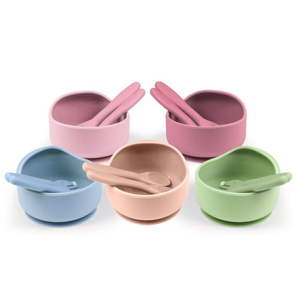 Large Snail-shaped Silicone Baby Bowl, Children Tableware Set including Anti-slip Suction Food Bowl, Baby Fork & Spoon and Silicone Plate