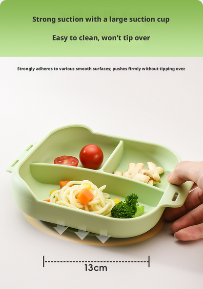 Strong Suction Silicone Baby Divided Plate, Shatter‑Proof Toddler Self‑Feeding Feeding Bowl
