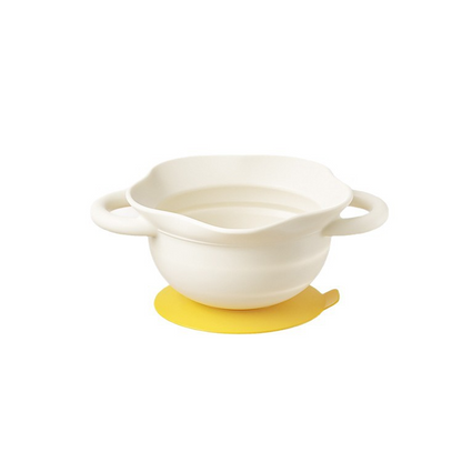 Food‑Grade Silicone Baby Suction Bowl, Foldable Cartoon Toddler Feeding Bowl for Baby Complementary Food
