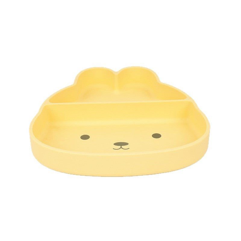 Cute Bunny Silicone Suction Plate for Baby, Divided Toddler Feeding Plate, Food-Grade Silicon Baby Dish for Self Feeding, BPA Free