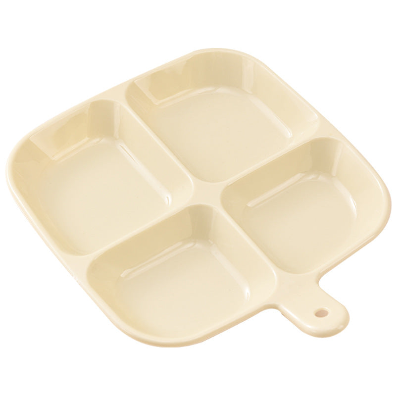 4 Compartment Divided Plate with Handle, Kids Dinner Plate, Snack & Fruit Serving Tray for Kitchen
