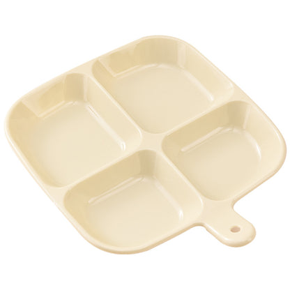 4 Compartment Divided Plate with Handle, Kids Dinner Plate, Snack & Fruit Serving Tray for Kitchen