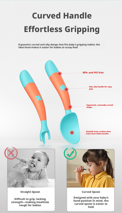 Baby Spoon & Fork Set with Storage Case, Toddler Self‑Feeding Utensils