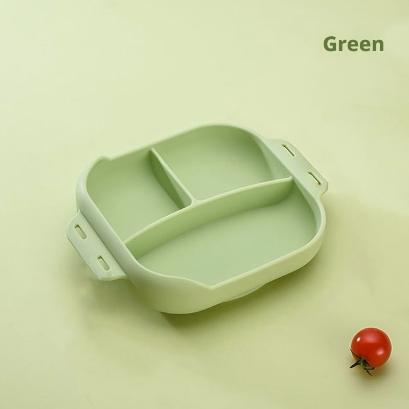 Strong Suction Silicone Baby Divided Plate, Shatter‑Proof Toddler Self‑Feeding Feeding Bowl