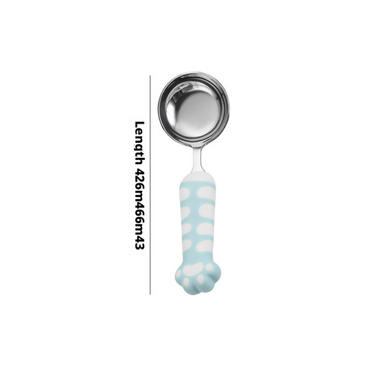 Cute Cartoon Cat‑Paw Kids Spoon & Fork Set, 316 Stainless Steel Toddler Self‑Feeding Utensils