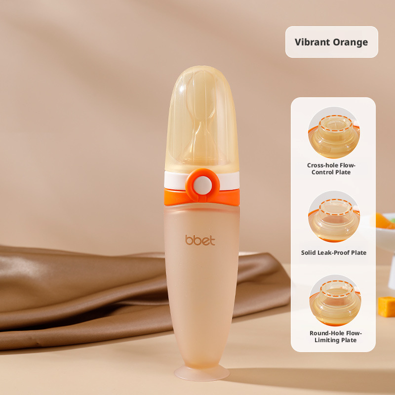 Baby Silicone Squeeze Feeding Spoon, Newborn Food Feeder for Rice Paste & Milk, Anti‑Colic Soft Baby Spoon