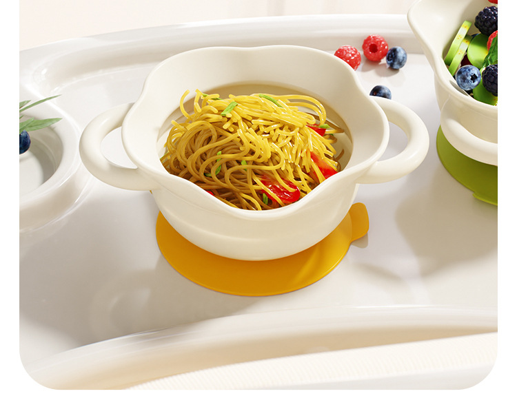 Food‑Grade Silicone Baby Suction Bowl, Foldable Cartoon Toddler Feeding Bowl for Baby Complementary Food