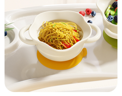 Food‑Grade Silicone Baby Suction Bowl, Foldable Cartoon Toddler Feeding Bowl for Baby Complementary Food