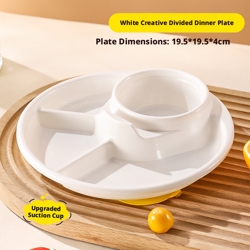 Wheat Straw Plastic Divided Plate, Unbreakable Kids Compartment Tray, Portable Separate Food Plate for Home Picnic