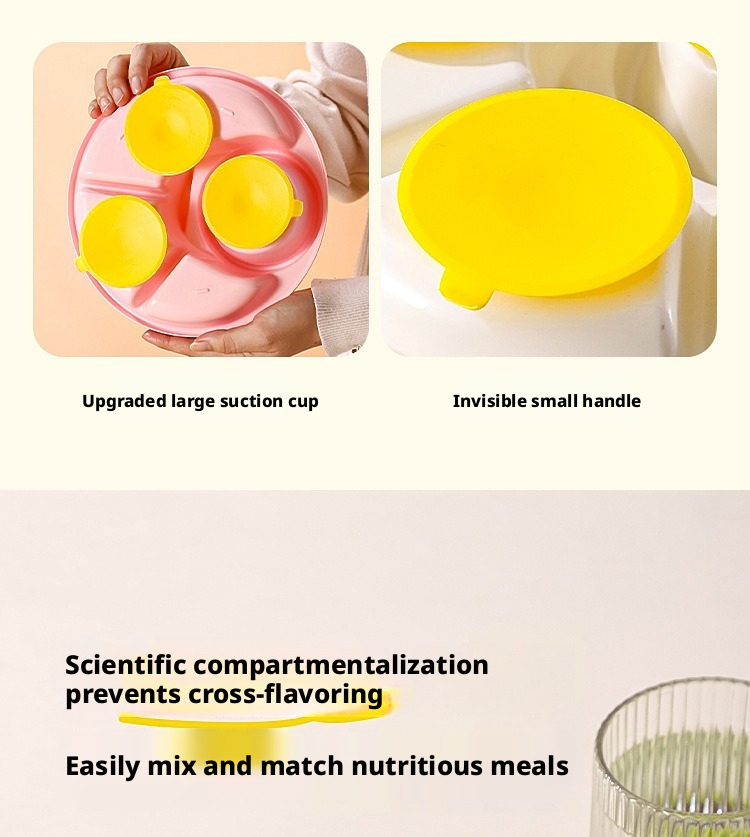 Wheat Straw Plastic Divided Plate, Unbreakable Kids Compartment Tray, Portable Separate Food Plate for Home Picnic