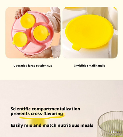 Wheat Straw Plastic Divided Plate, Unbreakable Kids Compartment Tray, Portable Separate Food Plate for Home Picnic