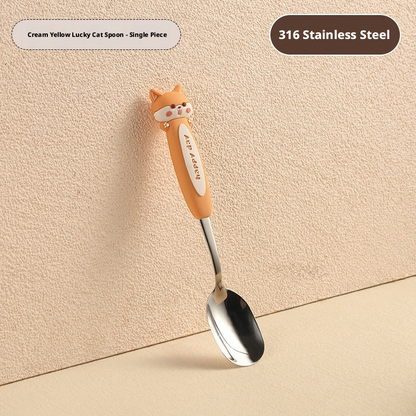 Cute Cartoon Kids Spoon, 316 Stainless Steel Baby Eating Spoon