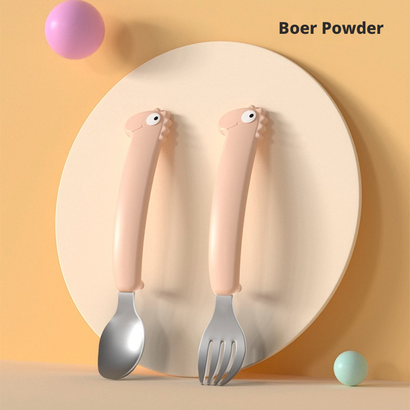 Baby Stainless Steel Spoon & Fork Set, Toddler Self‑Feeding Utensils, Kids Training Cutlery for Learning to Eat Independently