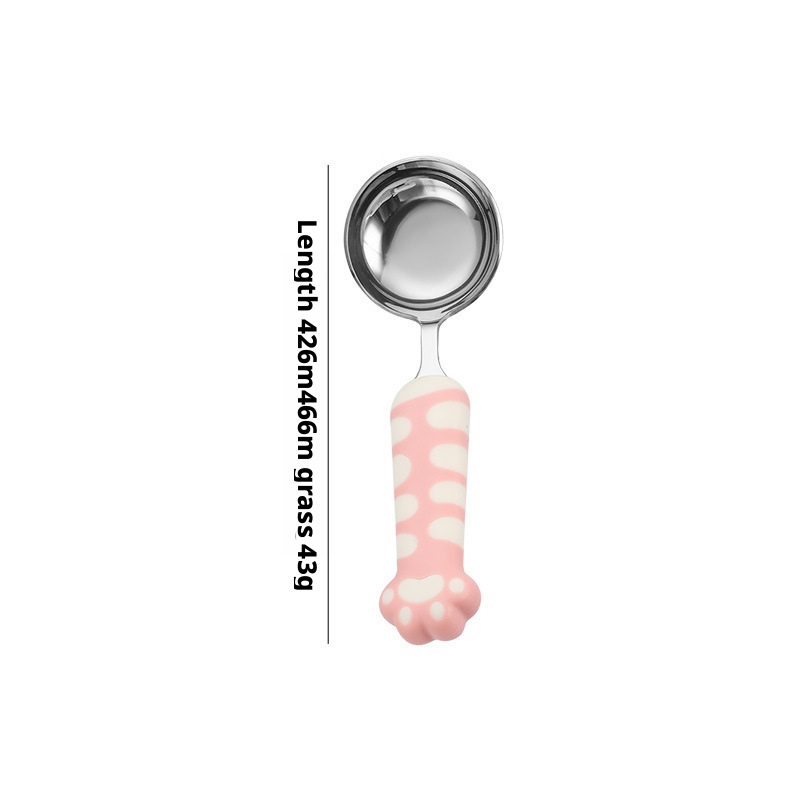 Cute Cartoon Cat‑Paw Kids Spoon & Fork Set, 316 Stainless Steel Toddler Self‑Feeding Utensils