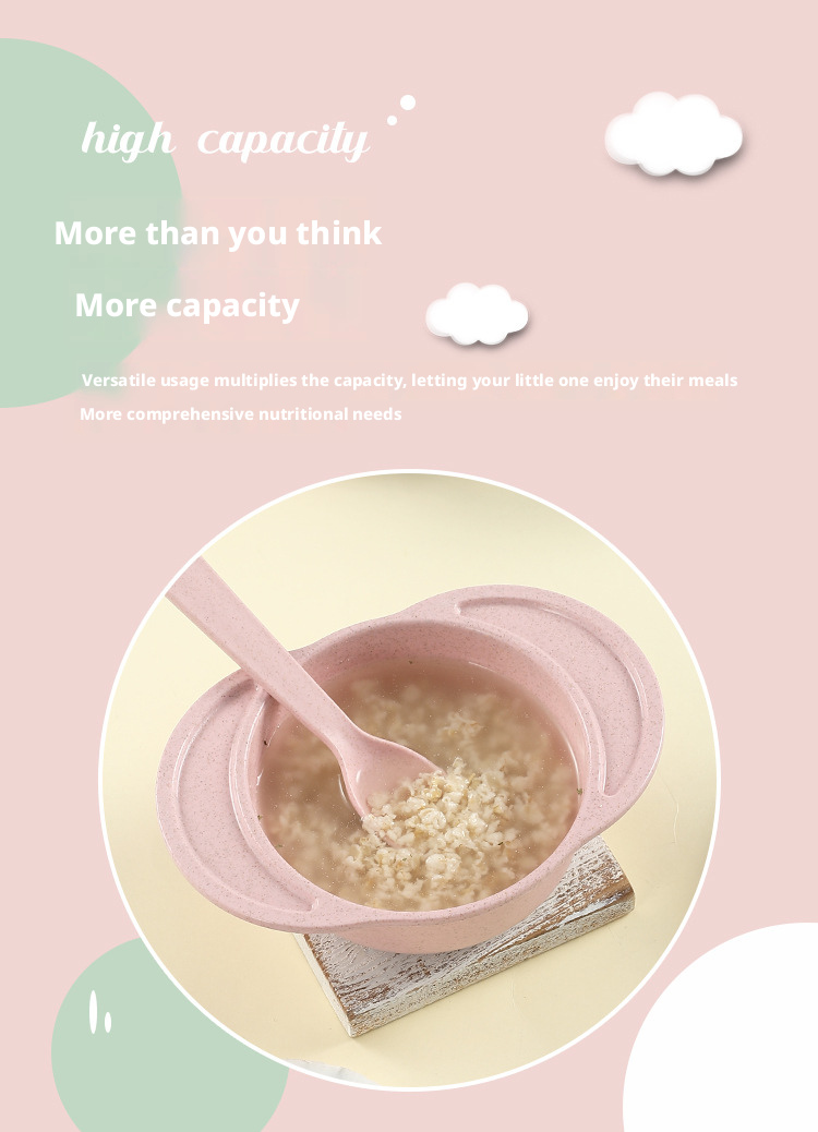 Adorable Elephant Wheat‑Straw Kids Dinnerware 6‑Piece Set | Toddler Self‑Feeding Kit, Divided Plate, Bowl, Straw Cup, Spoon Fork Chopsticks, 4 Colors Pink Blue Green Beige