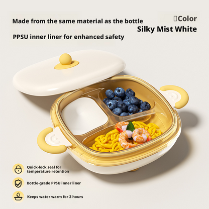 Baby Water‑Filled Insulated Plate, PPSU Divided Suction Toddler Plate for Self‑Feeding