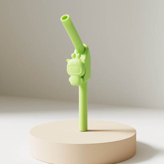 Silicone Soup Straw, Extended Detachable High Temperature Resistant Tableware Set for Kids to Have Porridge, Milk and Water
