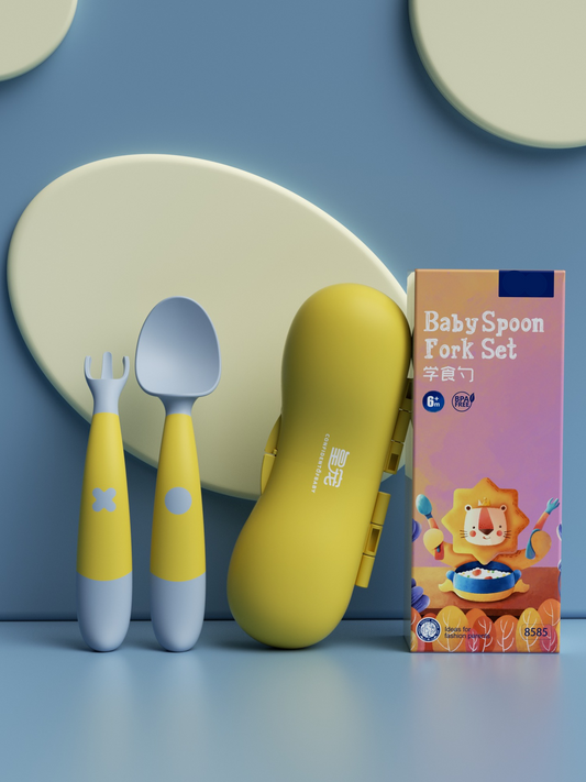 Baby Spoon & Fork Set with Storage Case, Toddler Self‑Feeding Utensils