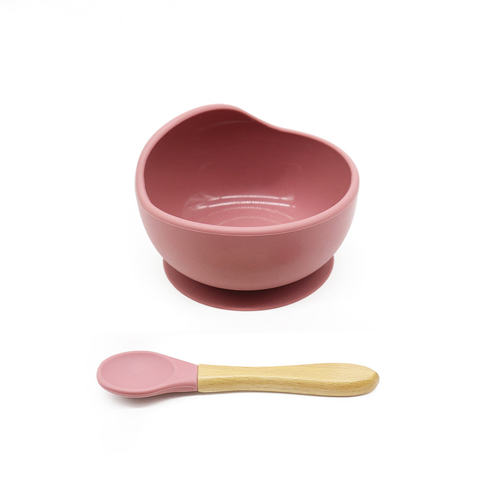 Baby Silicone Bowl & Spoon Set, Anti‑Drop Suction Training Feeding Set for Self‑Feeding