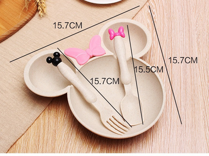 Wheat Straw Kids Tableware Set, Cute Baby Feeding Supplementary Food Plates, Bowls, Spoons and Forks, Small Gifts with Custom Logo Available