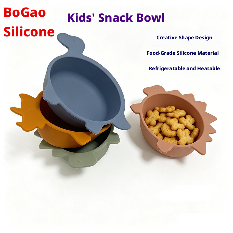 Dinosaur Silicone Baby Bowl, Kids Feeding Bowl