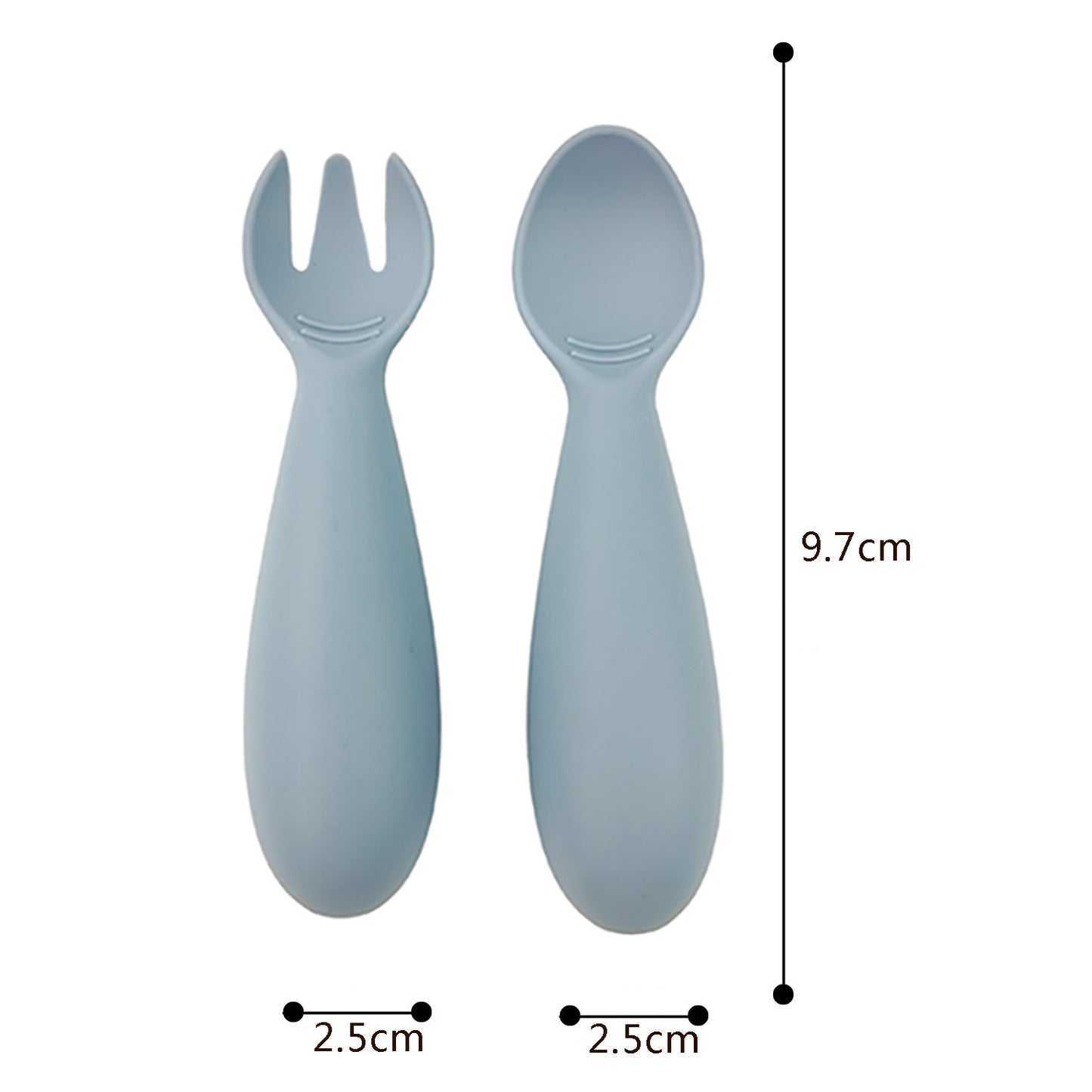 Cross-border Hot-selling Silicone Baby Soft Spoons, Food-grade Kids Fat-shaped Fork and Spoon for Complementary Feeding