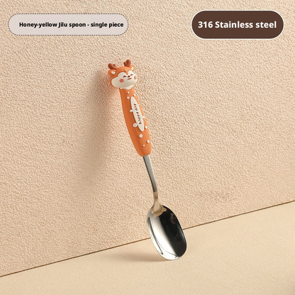 Cute Cartoon Kids Spoon, 316 Stainless Steel Baby Eating Spoon