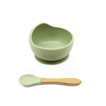 Baby Silicone Bowl & Spoon Set, Anti‑Drop Suction Training Feeding Set for Self‑Feeding